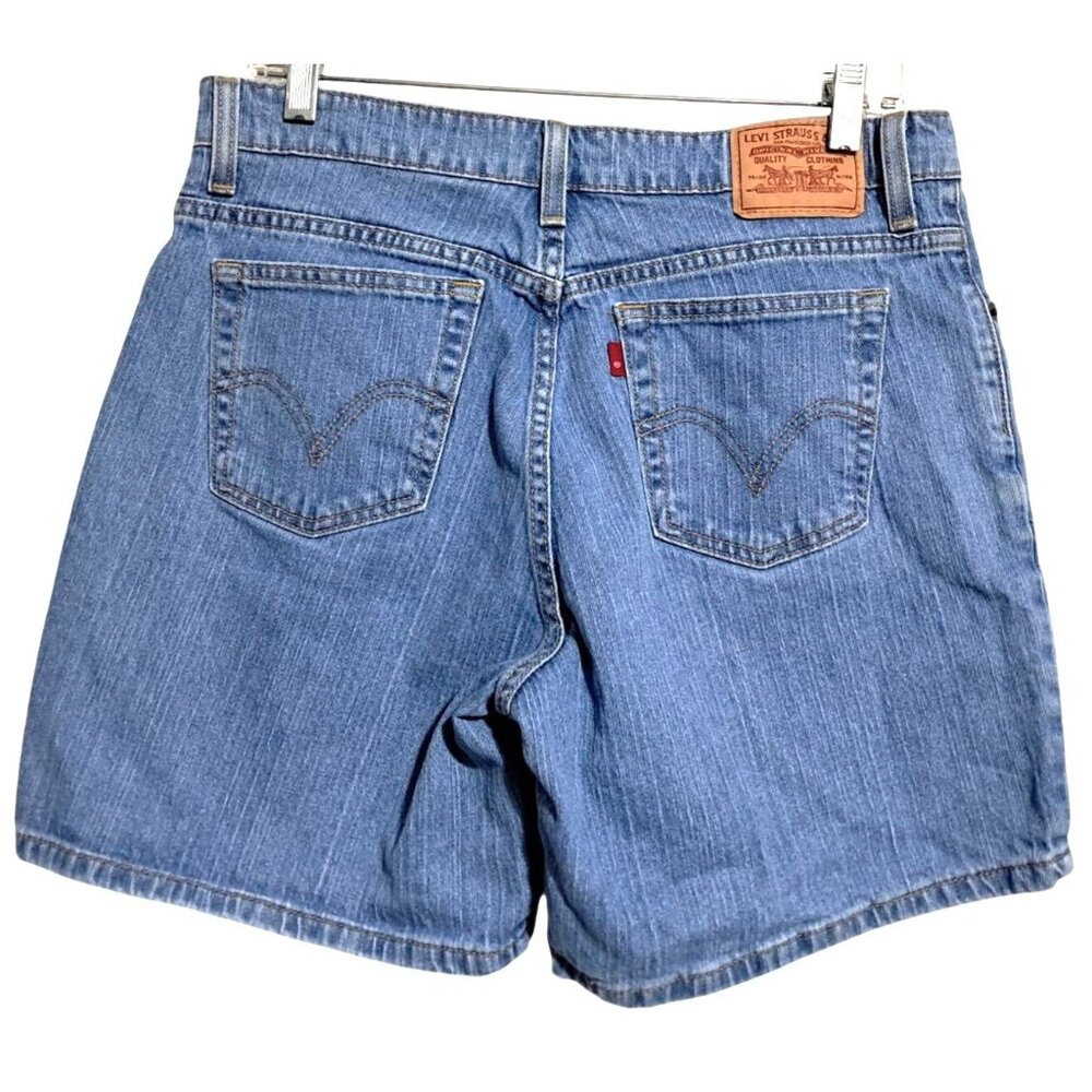 Y2K Levis 550 Denim Shorts Womens Size 12 Relaxed Fit Blue Jean Cotton Blend Cas